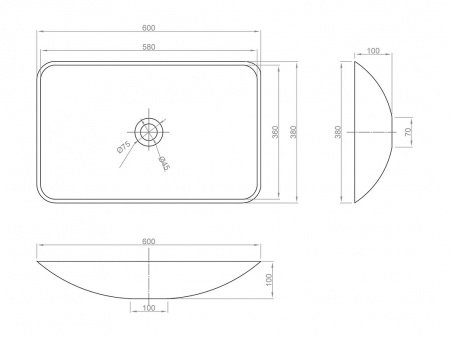 Раковина накладная 60см MonteBianco Stelvio Quattro 12205 белый матовый