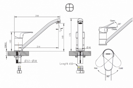 Смеситель для кухни Bravat Alfa F7120178CP-2 хром