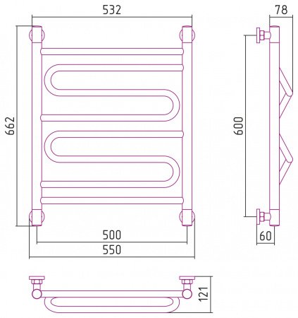 Полотенцесушитель водяной Сунержа Элегия+ 60х50 золото