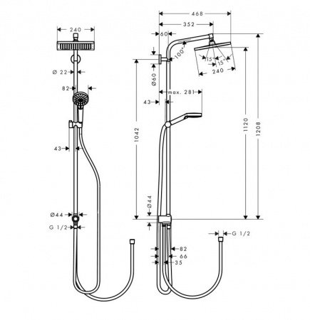 Душевая стойка Hansgrohe Crometta E 27289000 хром