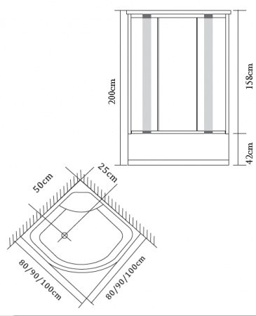 Душевой угол Esbano ES-8020 90x90x200 профиль хром, стекло матовое