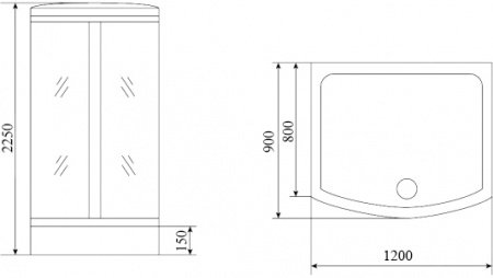 Душевая кабина Timo Lux T-7715 120x90x225 профиль хром глянцевый, стекло прозрачное