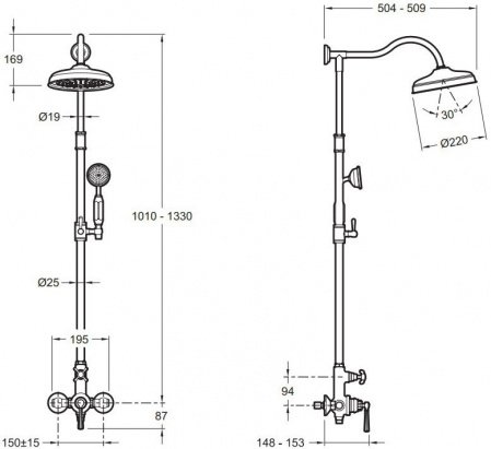 Душевая стойка Jacob Delafon Cleo 1889 E24311-CP
