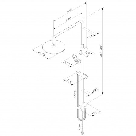 Душевая стойка Am.Pm Gem F0790022 черный матовый