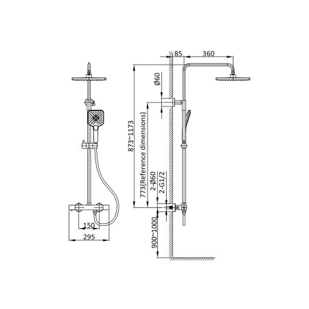 Душевая стойка с термостатом Vincea Next VSFS-1N0TCH хром