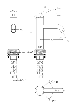Смеситель для раковины Benesque Lumiere 10010102 брашированный никель