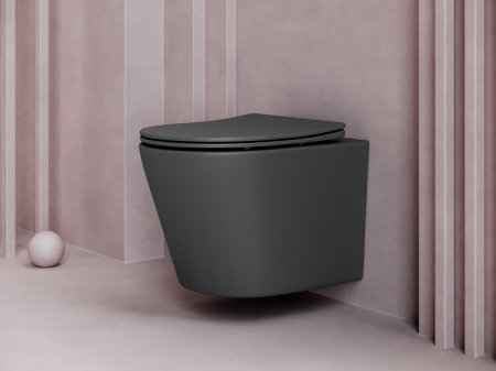 Унитаз подвесной безободковый Ceramica Nova Balearica CN6000MDH антрацит матовый