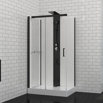 Душевая кабина Black&White G8708 110x80x217 профиль черный матовый, стекло прозрачное