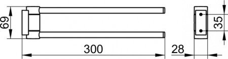 Полотенцедержатель поворотный 30см Keuco Plan 14919370000 черный матовый