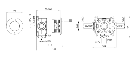 Переключатель для душа на 2 положения Benesque Lumiere 12010406 бронза брашированная