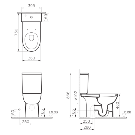 Унитаз-компакт для людей с ограниченными возможностями Vitra Conforma 9832B003-7204 с бачком и сиденьем