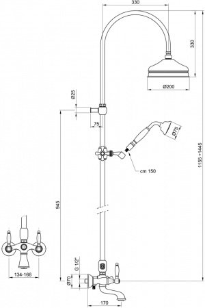 Душевая стойка Webert Dorian DO721208065 бронза