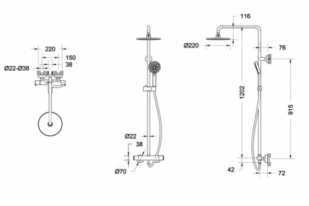 Душевая стойка Bravat Waterfall F939114C-A2-RUS хром