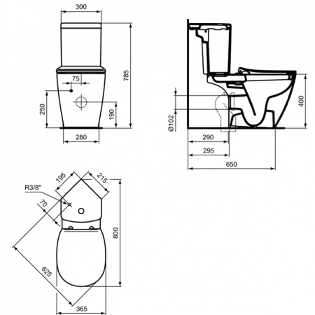 Чаша унитаза-компакта Ideal Standard Connect E803601 без бачка и сиденья