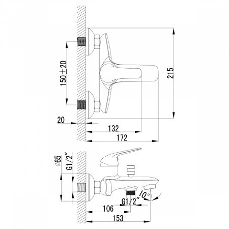 Смеситель для ванны с душем Lemark Plus Advance LM1202C хром
