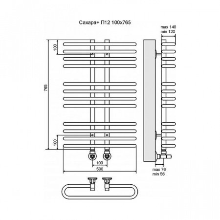 Полотенцесушитель водяной Terminus Сахара плюс П12 100x765