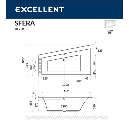 Ванна акриловая EXCELLENT Sfera 170x100 (лев)