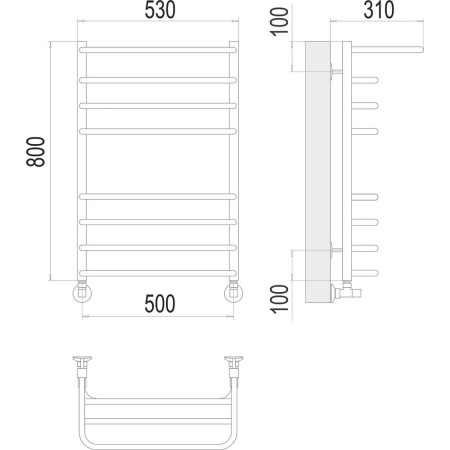Полотенцесушитель водяной с полкой Terminus Арктур П8 50х80