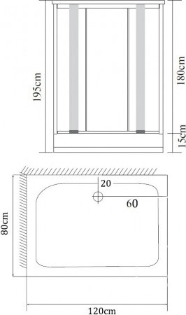 Душевой угол Esbano ES-8021 120x80x200 профиль хром, стекло матовое