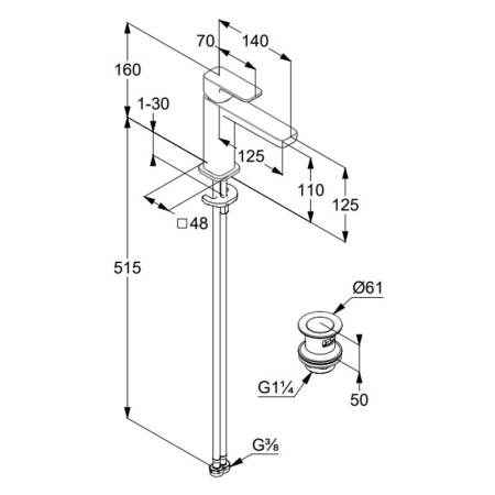 Смеситель для раковины Kludi Renon 422883975 черный матовый