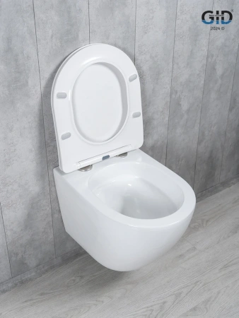 Унитаз подвесной безободковый GID Tr2122TF белый с сиденьем микролифт