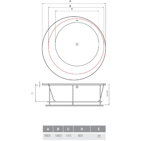 Ванна акриловая отдельностоящая Vayer BOOMERANG Гл000010534, 160x160