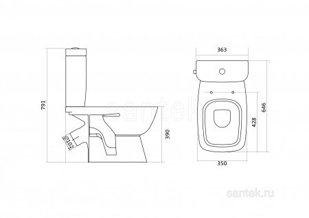 Унитаз-компакт Santek Нео Лайт с диагональным выпуском 1WH302471