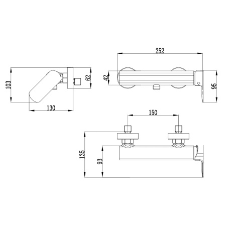 Смеситель для душа с душевым набором AQUAme Monza AQM6313GM вороненая сталь