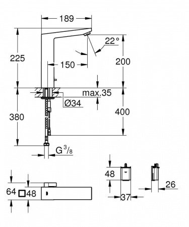 Смеситель для раковины Grohe Eurocube E 36441000 хром