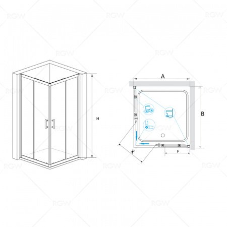 Душевой угол RGW Passage 100x100x190 профиль хром, стекло прозрачное