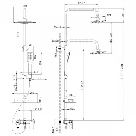 Душевая стойка Lemark Tropic LM7002C хром