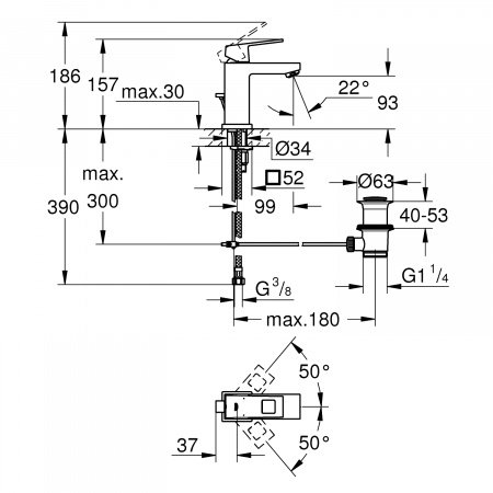 Смеситель для раковины Grohe Eurocube 2312700E хром