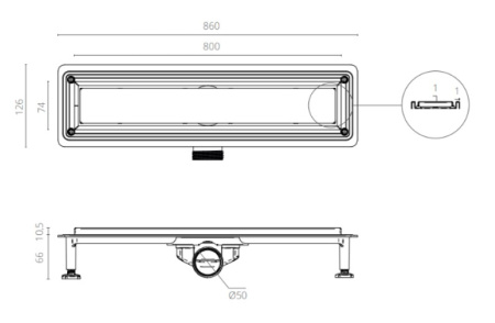 Душевой трап CTESI WAY LINE 80 см.