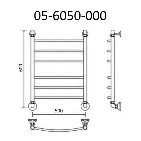 Полотенцесушитель водяной Маргроид Вид 5 60х50 хром