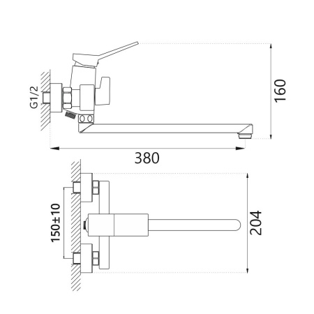 Смеситель для ванны Haiba HB22818, хром
