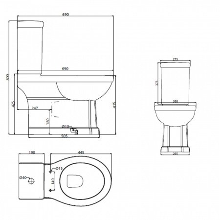 Унитаз напольный унитаз-компакт Creo Ceramique Toulon TL1002+TL1003+TL1001 белый