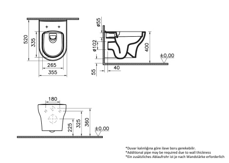 Унитаз подвесной безободковый Vitra Zentrum Round 7786B003-0075 без сиденья