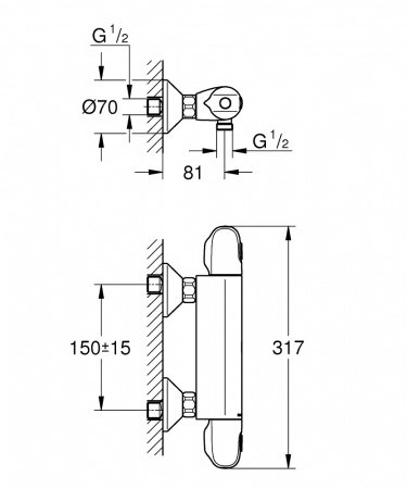 Термостат для душа Grohe Grohtherm 1000  34143003 хром