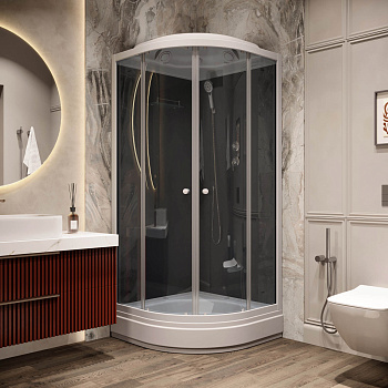 Душевая кабина Parly Classic CM86 85x85x215 профиль белый, стекло тонированное