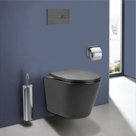 Унитаз подвесной безободковый Vincea Piatti VT1-11SMA антрацит матовый, с сиденьем микролифт