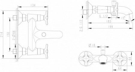 Смеситель для ванны с душем Bravat Summer Rain F677111C-B хром