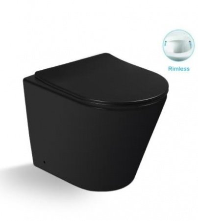 Унитаз приставной SantiLine SL-5020MB матовый черный, с сиденьем микролифт