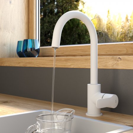 Смеситель для кухни IDDIS Cuba CUBWTFJi05 белый матовый