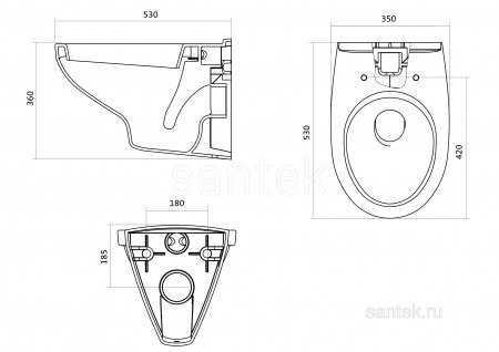 Чаша Santek Унитаз подвесной Бореаль 1WH302205