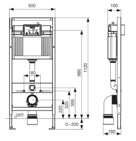 Готовое решение для подвесных унитазов TECE Profil 9400414 черный матовый