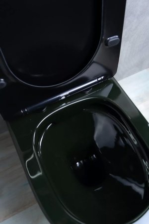 Унитаз напольный безободковый GID Tr2179BL с сиденьем микролифт, черный глянцевый