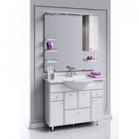 Зеркальный шкаф Aqwella Барселона 100 Ba.02.10 с подсветкой Белый