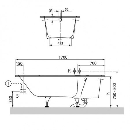 Квариловая ванна Villeroy & Boch Libra UBQ170LIB2V-01 170х75см белый