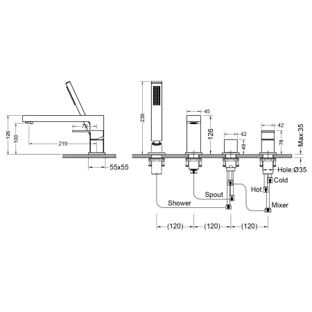 Смеситель на борт ванны Timo Selene 2130/16Y белый матовый