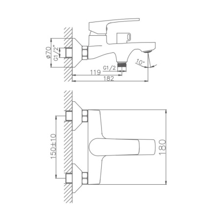 Смеситель для ванны Haiba HB60587, хром